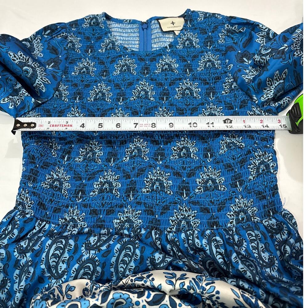 Tuckernuck Women’s Small Dewberry Blues Libby Midi Dress Formal Smocked Cottage - Picture 7 of 8